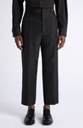Bottega Veneta Black Mohair & Wool Crop Straight Leg Trousers
