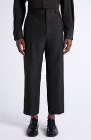 Bottega Veneta Black Mohair & Wool Crop Straight Leg Trousers