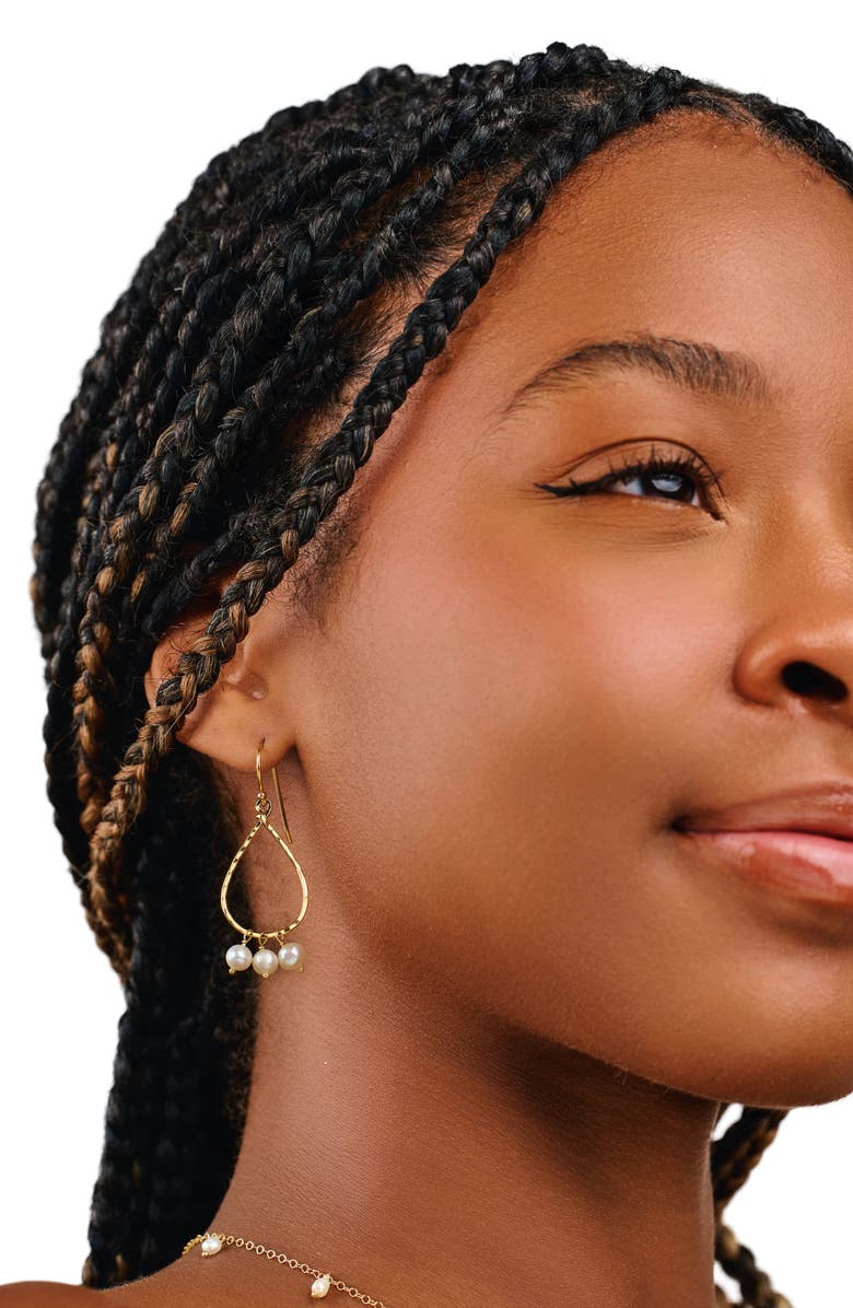 Kiara by Ki-Ele Kelsey Pearl Drop Earrings, Alternate, color, Gold