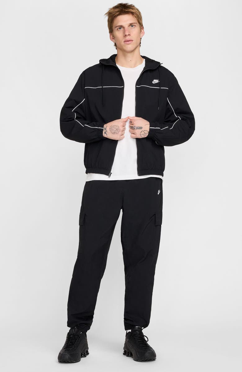 Nike Club Hooded Jacket, Alternate, color, Black/ White