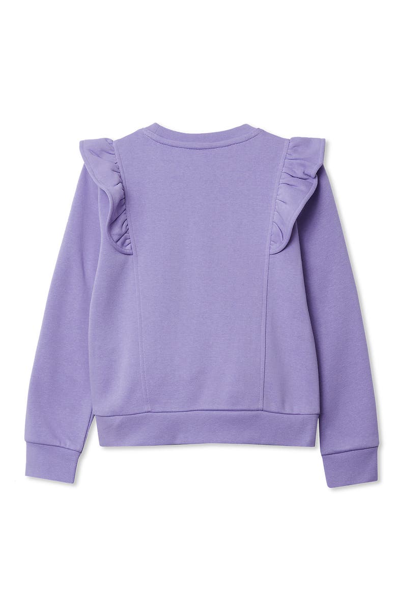 Lands' End Girls Long Sleeve Cozy Fleece Ruffle Sweatshirt, Alternate, color, Verbena