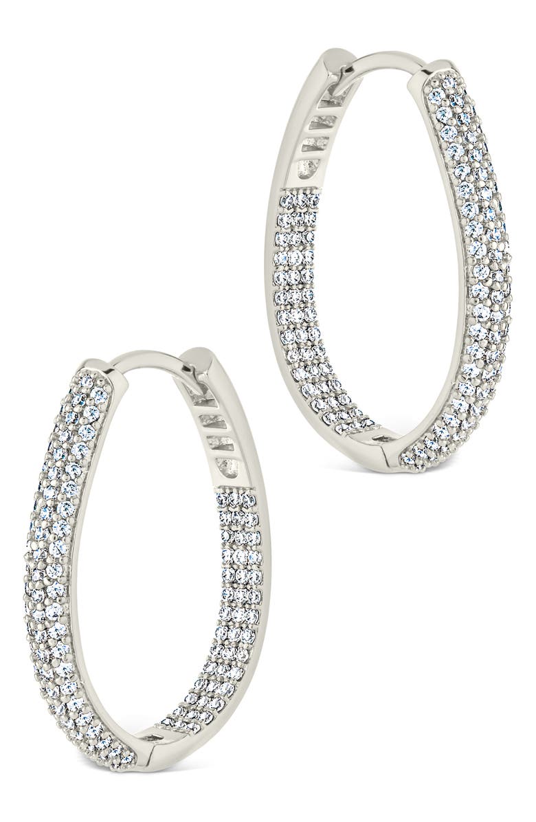 Sterling Forever Mallory Pavè Cubic Zirconia Hoop Earrings, Alternate, color, 