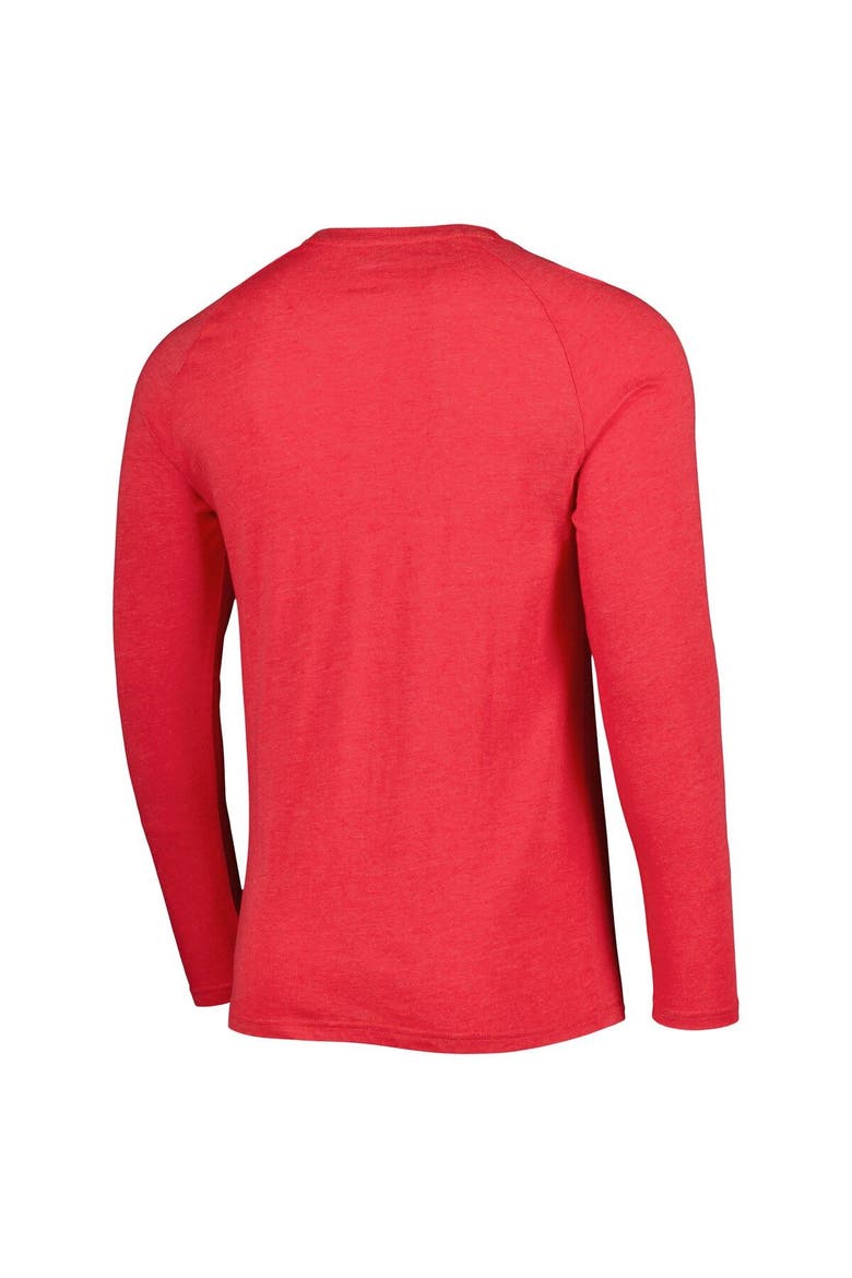 Men's Concepts Sport Heathered Red Chicago Bulls Left Chest Henley Raglan Long Sleeve T-Shirt, Alternate, color, Heather Red