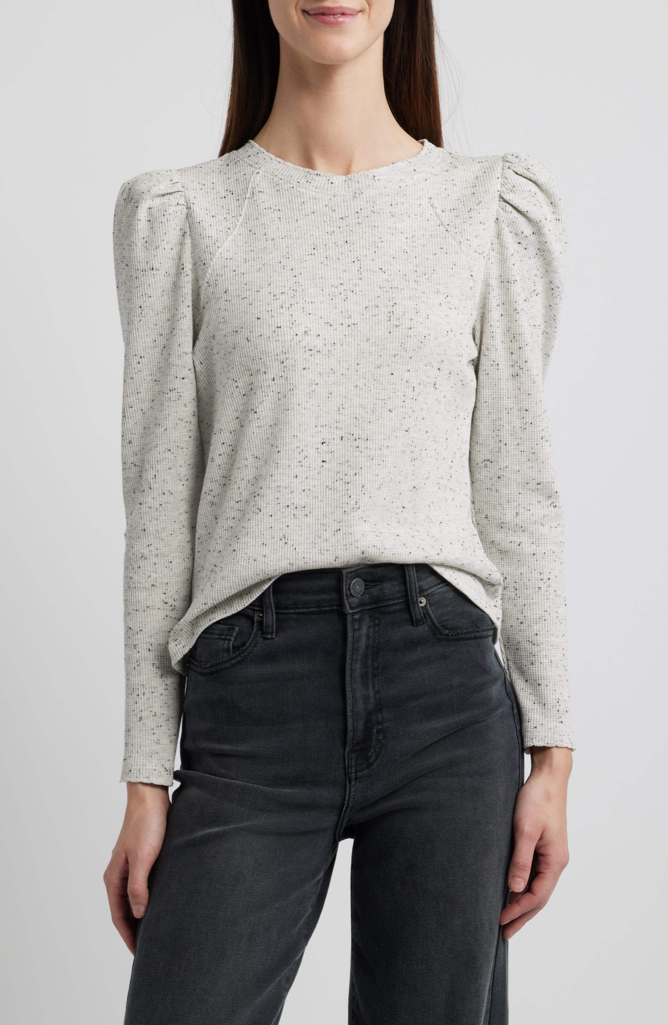Puff Shoulder Long Sleeve Thermal Top