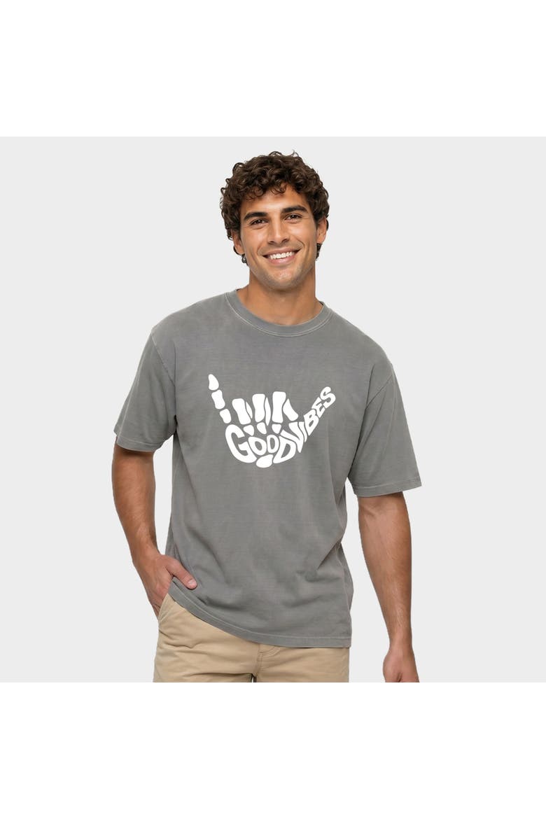 Good Vibes Skeleton Garment Dyed T-Shirt, Main, color, Grey