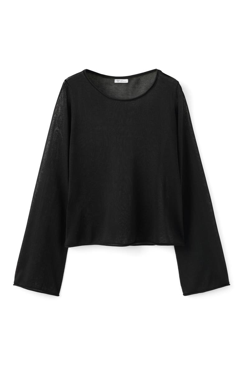 Semi-Transparent Fine Knit Sweater, Alternate, color, BLACK