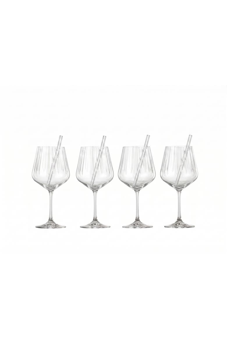 Tastes Good Set of 4 Gin & Tonic Glasses with Glass Straws, Main, color, Clear