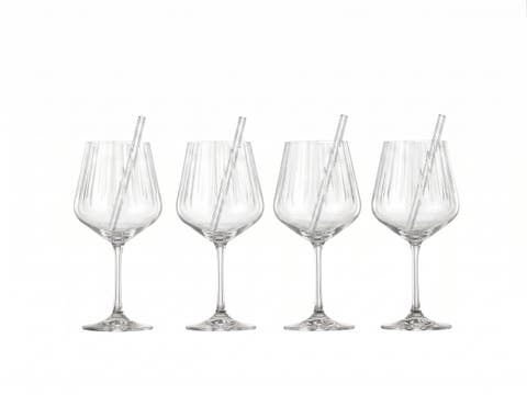 Tastes Good Set of 4 Gin & Tonic Glasses with Glass Straws