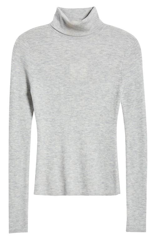 Favorite Daughter Amelia Rib Merino Wool Turtleneck Top In Melange Grey