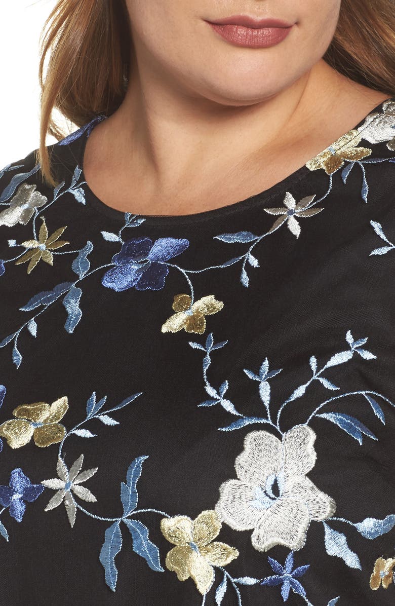 ECI Floral Embroidered A-Line Dress, Alternate, color, 