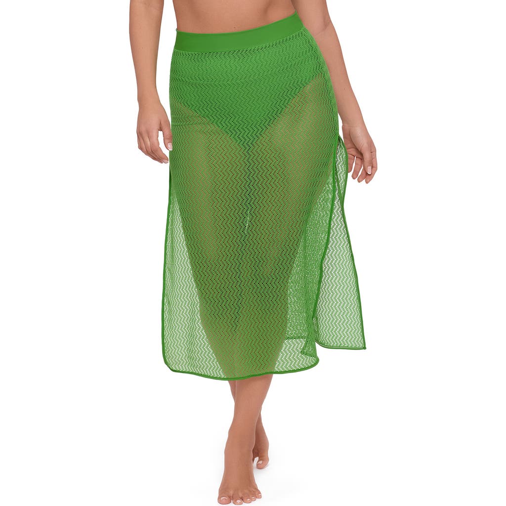 S3 Side Slit Crochet Coverup Skirt In Green