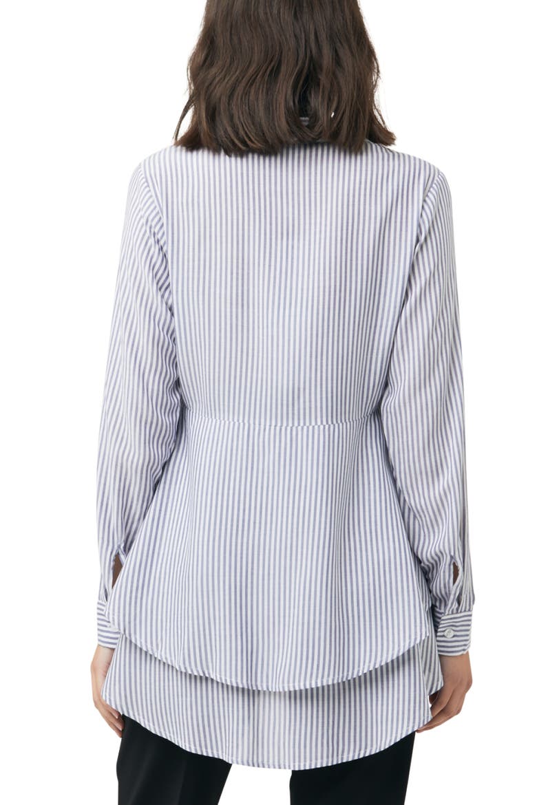 Stripe Layered Peplum Shirt, Alternate, color, Navy / White