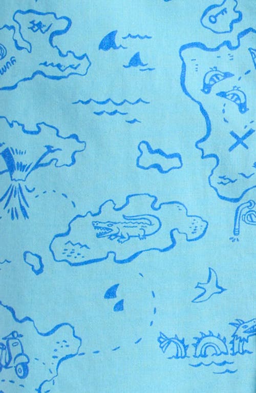 Tucker + Tate Patterned Cotton Camp Shirt & Drawstring Shorts Set In Blue Cabana Travel Map