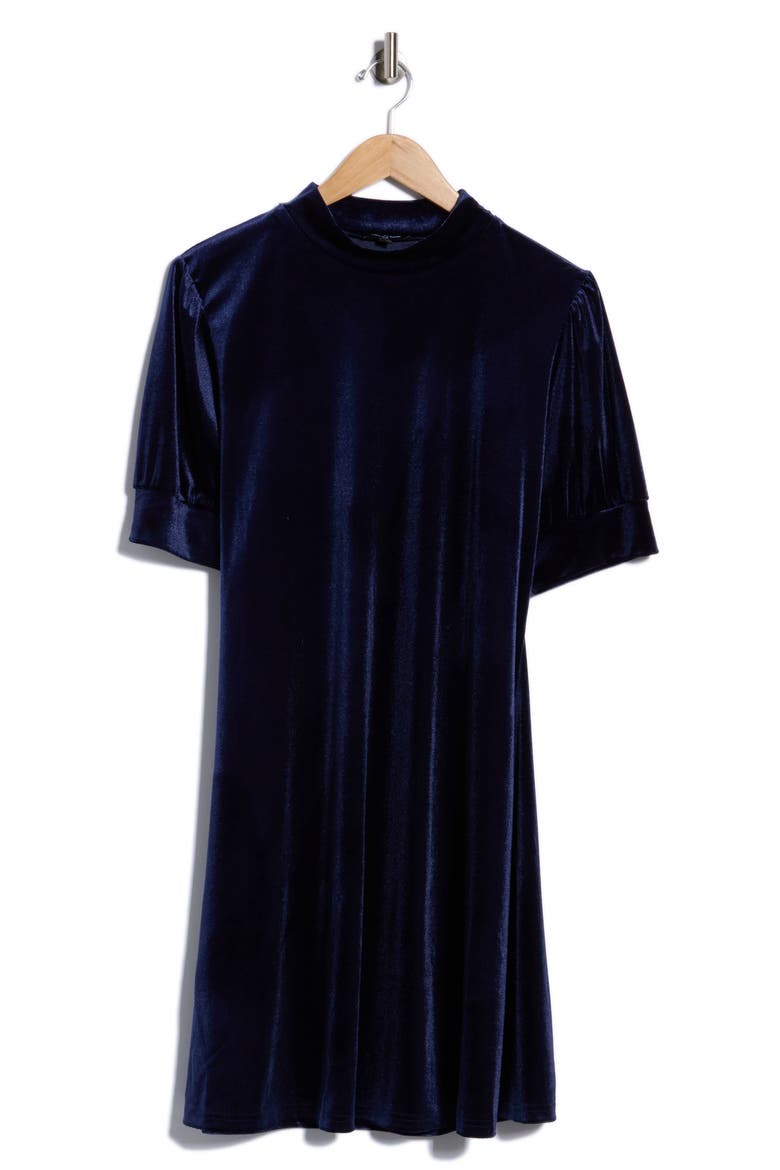 Hailey Stretch Velvet Dress, Main, color, NAVY