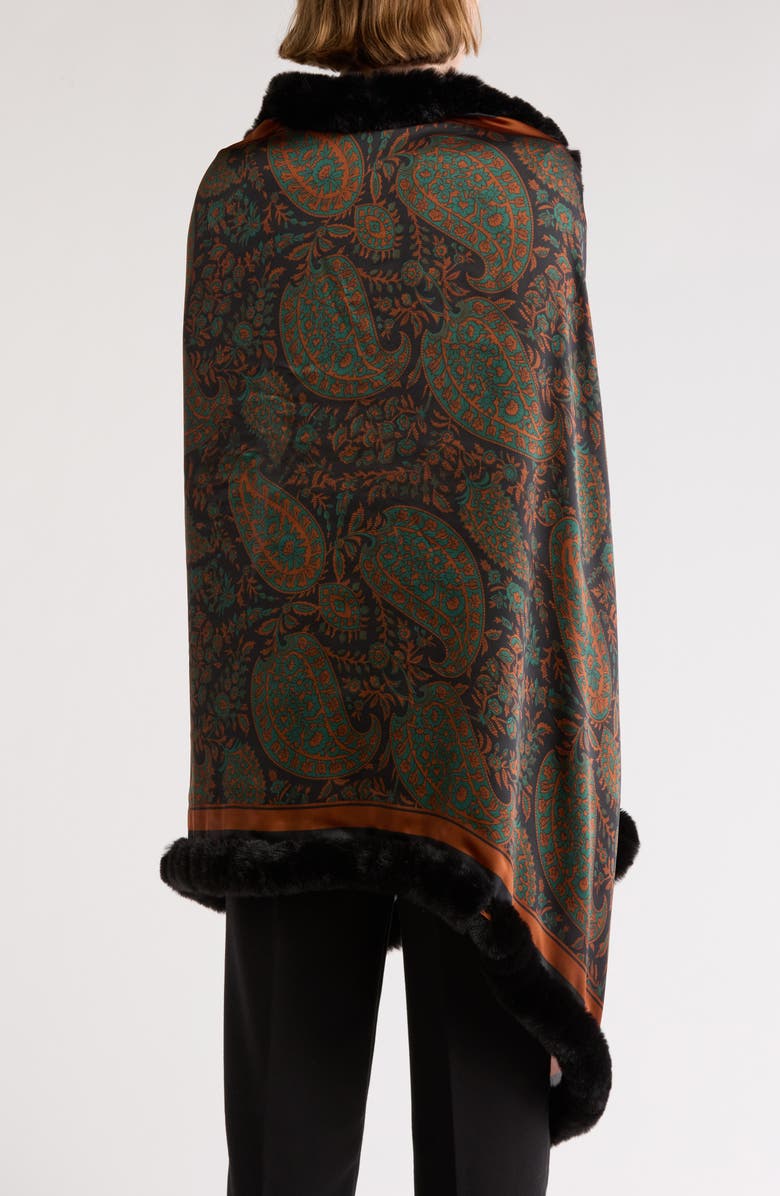 La Fiorentina Faux Fur Trim Wrap, Alternate, color, 