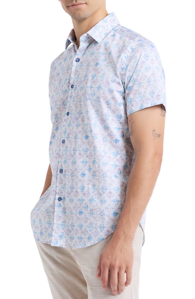 Robert Graham Greatorex Abstract Print Short Sleeve Button-Up Shirt, Alternate, color, Multi