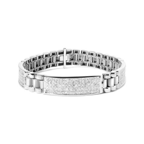 14K White Gold 12.0 Cttw Men's Princess Diamond Tennis Bracelet