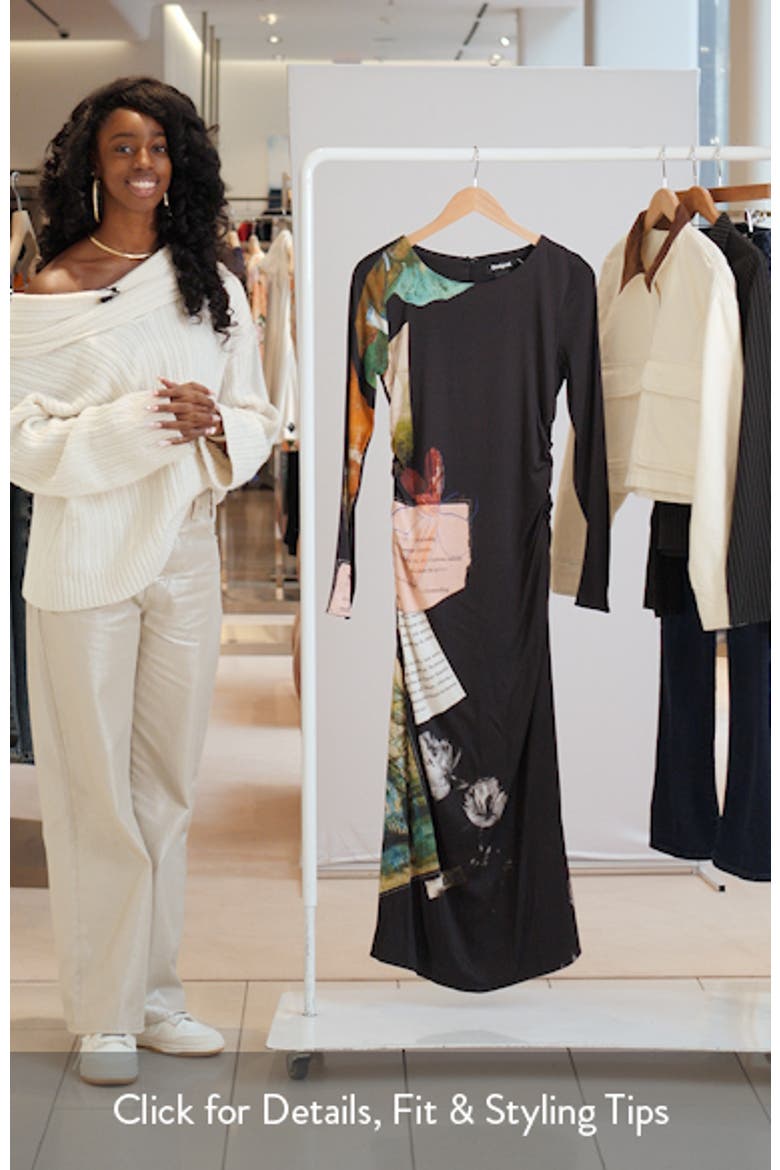Mix Print Long Sleeve Midi Dress video