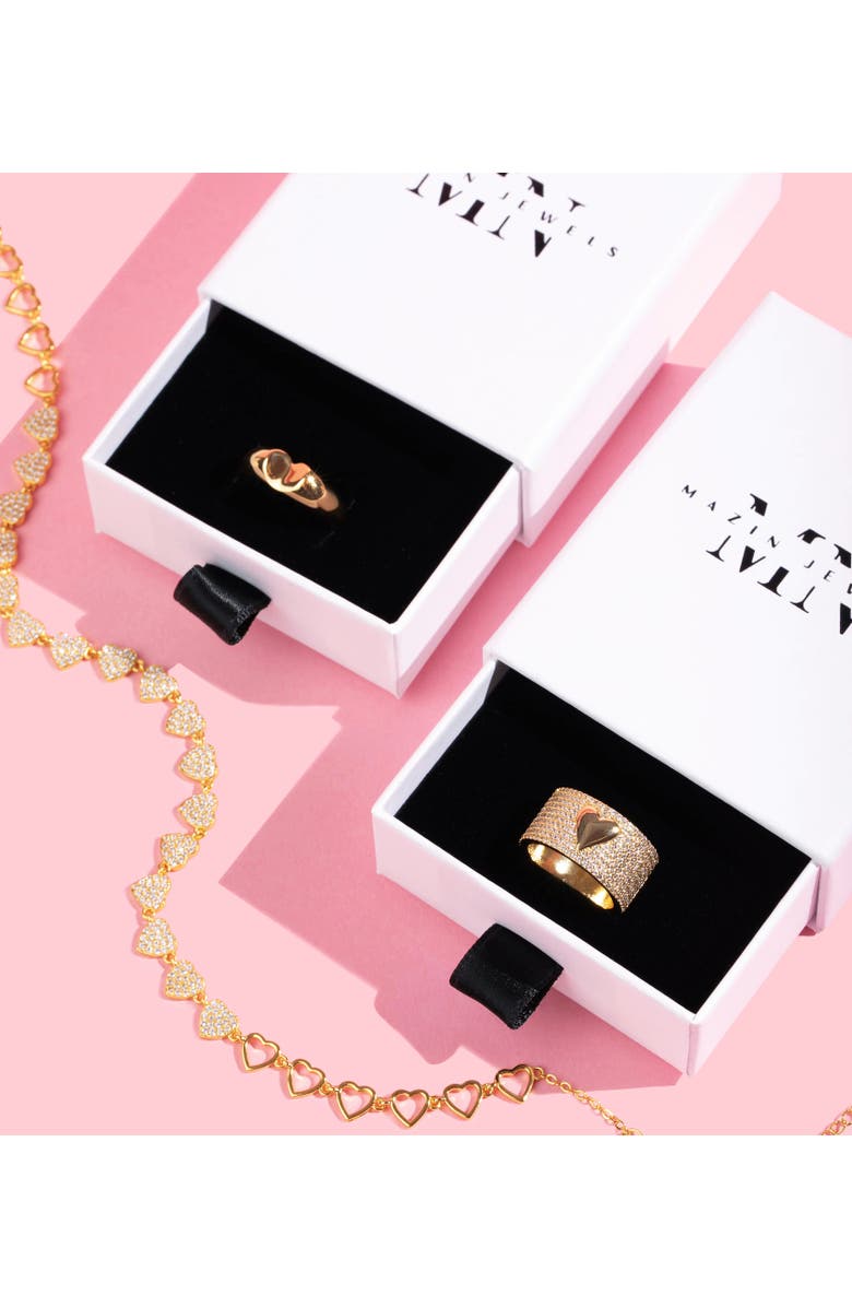 Mazin Jewels Pave Heart Barrel Ring, Alternate, color, Gold