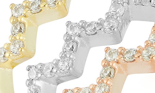 Sphera Milano Set Of 3 Mixed Metal Cz Pavé Stackable Rings In Gold
