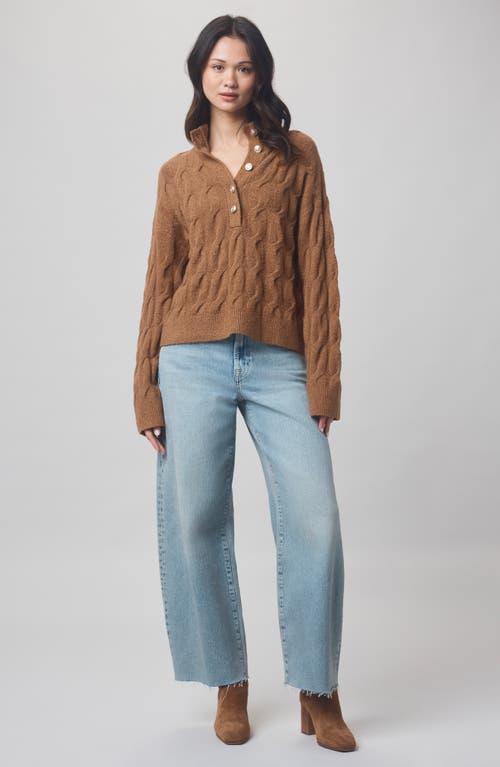 Splendid X @cellajaneblog Cable Half Placket Sweater In Brown