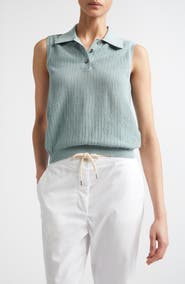 Eleventy Sleeveless Open Stitch Polo