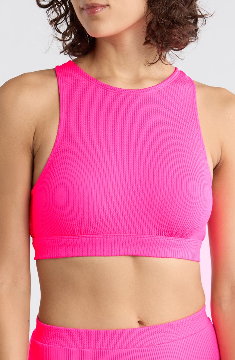Nike Elevated Essential High Neck Bikini Top, Main, color, Hyper Pink