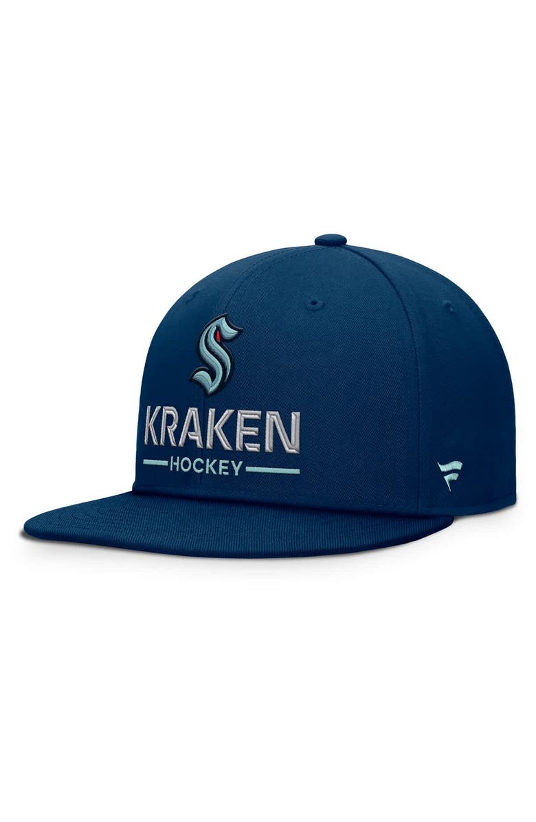 FANATICS Men's Fanatics Deep Sea Blue Seattle Kraken Authentic Pro Rink Lockup Snapback Hat, Main, color, Navy