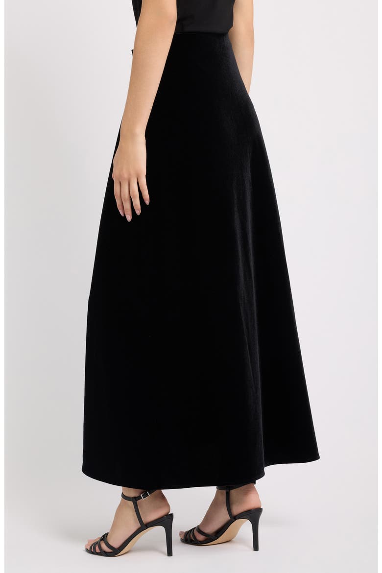 Bias Flared Velvet Maxi Skirt, Alternate, color, ANNE BLACK