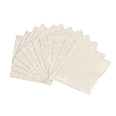 Linen Cocktail Napkins Set of 12, 6 x 6 Inch for Dining Table, Holiday and Everyday Table Decor - Athena