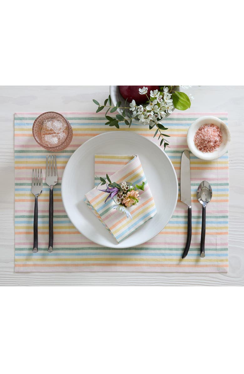 Solino Home Linen Dinner Napkins - Julia, 20" x 20" Inch, Alternate, color, Muted Pastel Stripe