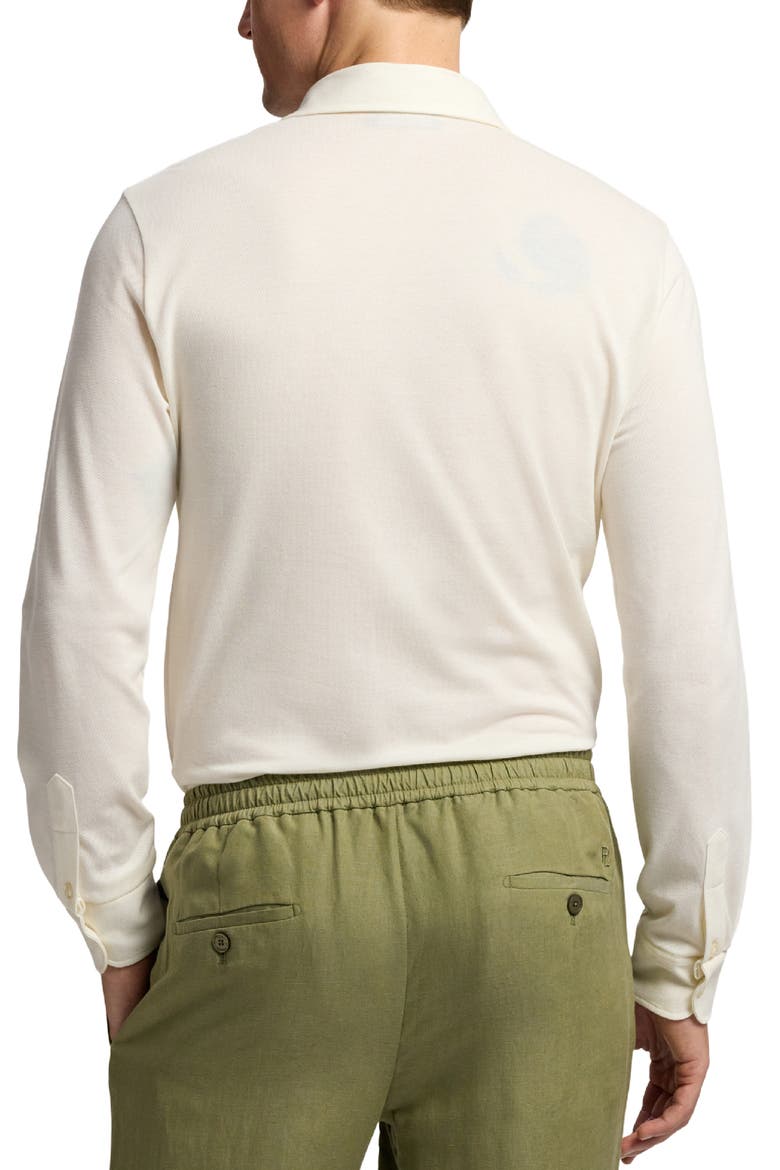 Long Sleeve Cotton & Cashmere Piqué Pocket Polo, Alternate, color, CLASSIC WHITE