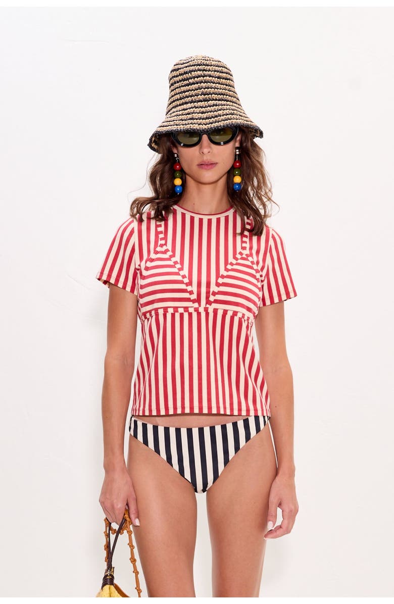 SIMONMILLER Kini Striped T-shirt, Alternate, color, Venetian Red Stripe