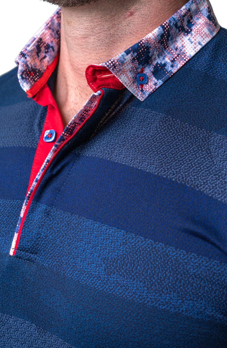 Maceoo Mozartpolk Blue Stripe Cotton Polo, Alternate, color, Blue