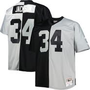 Mitchell & Ness Men's Mitchell & Ness Bo Jackson Black/Silver Las Vegas Raiders Big & Tall Split Legacy Retired Player Replica Jersey