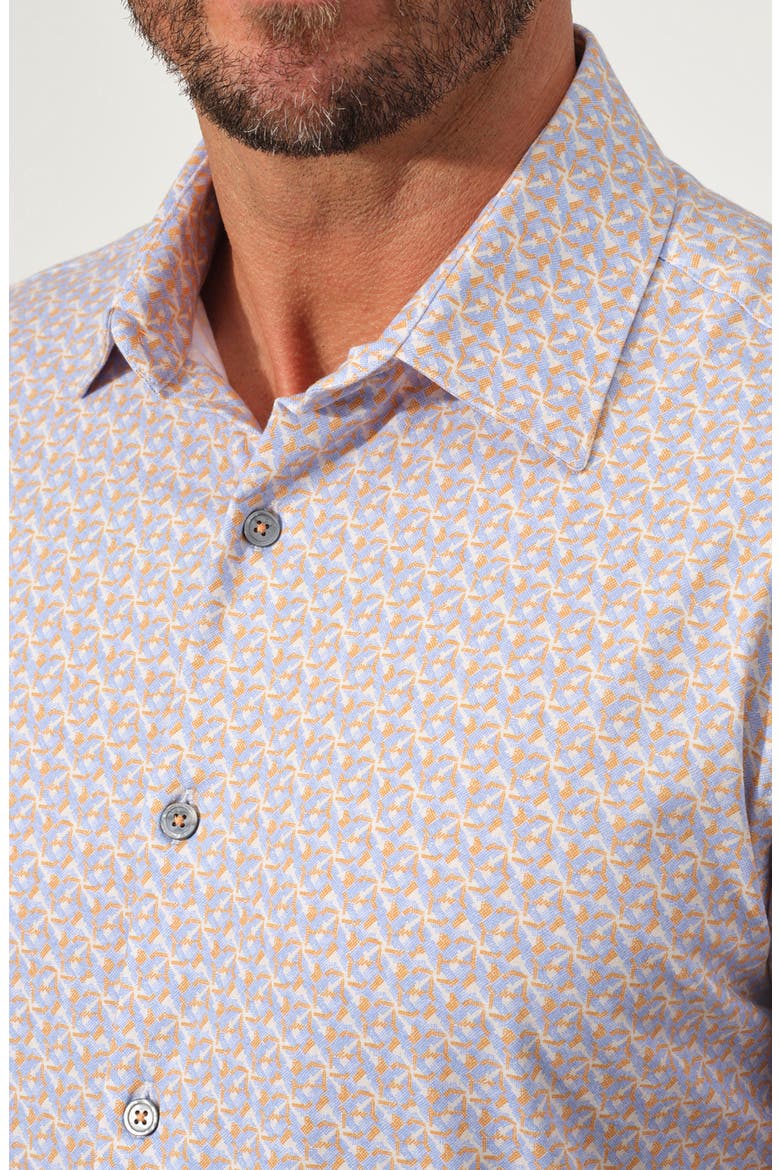 Dynamic Comfort Short Stretch Cotton Sleeve Button-Up Shirt, Alternate, color, TANGELO