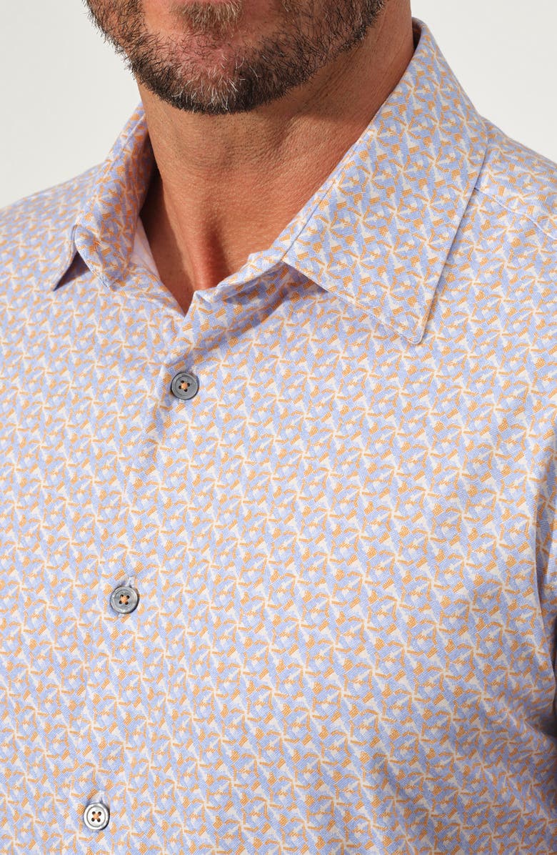 STUDIO GARNET LOS ANGELES Dynamic Comfort Short Stretch Cotton Sleeve Button-Up Shirt, Alternate, color, Tangelo