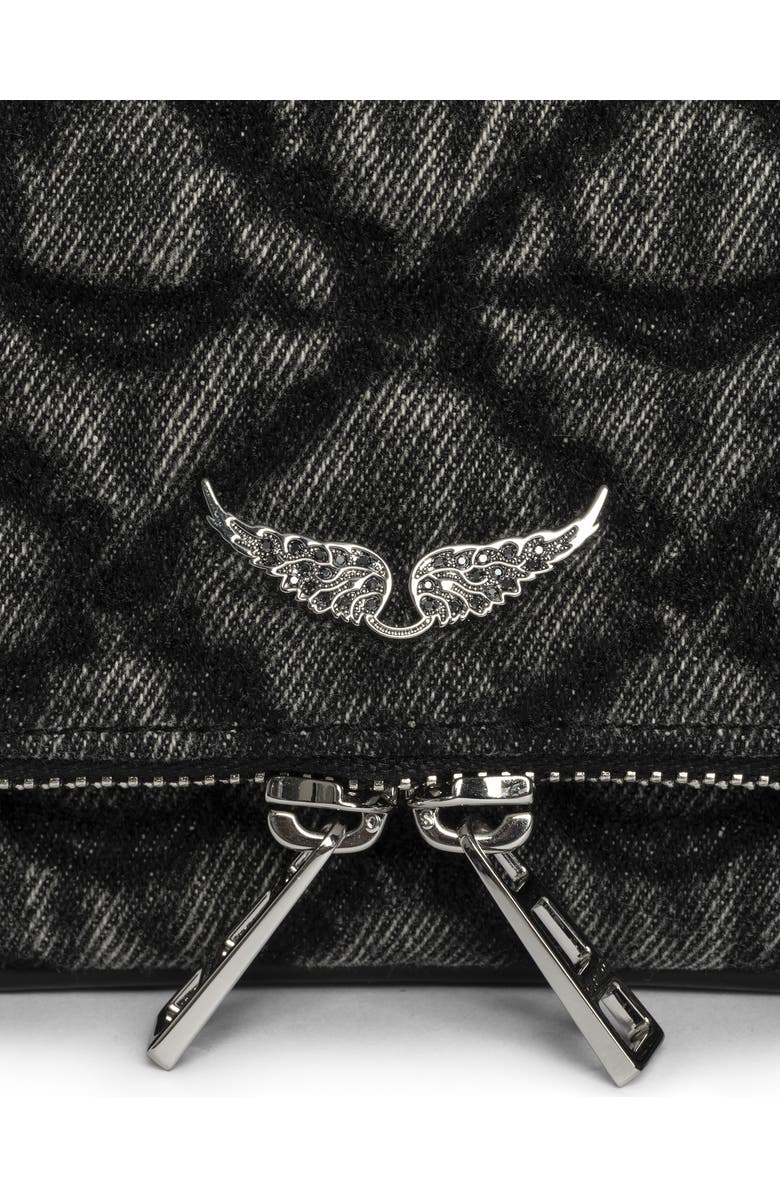 Zadig & Voltaire Rock Denim Monogram Crossbody Bag, Alternate, color, Road