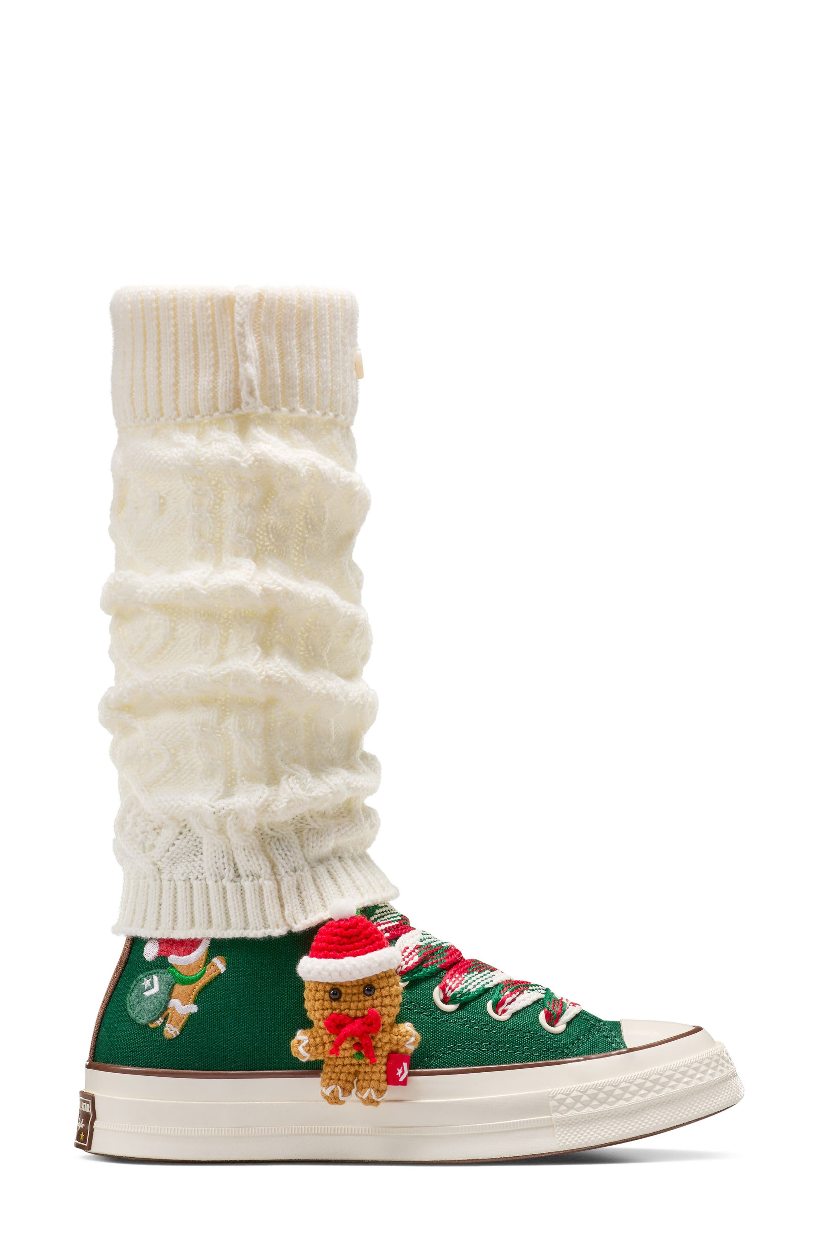 Converse Gender Inclusive Chuck 70 X-Mas Gingerbread Sneaker & Leg Warmers Set, Alternate, color, 