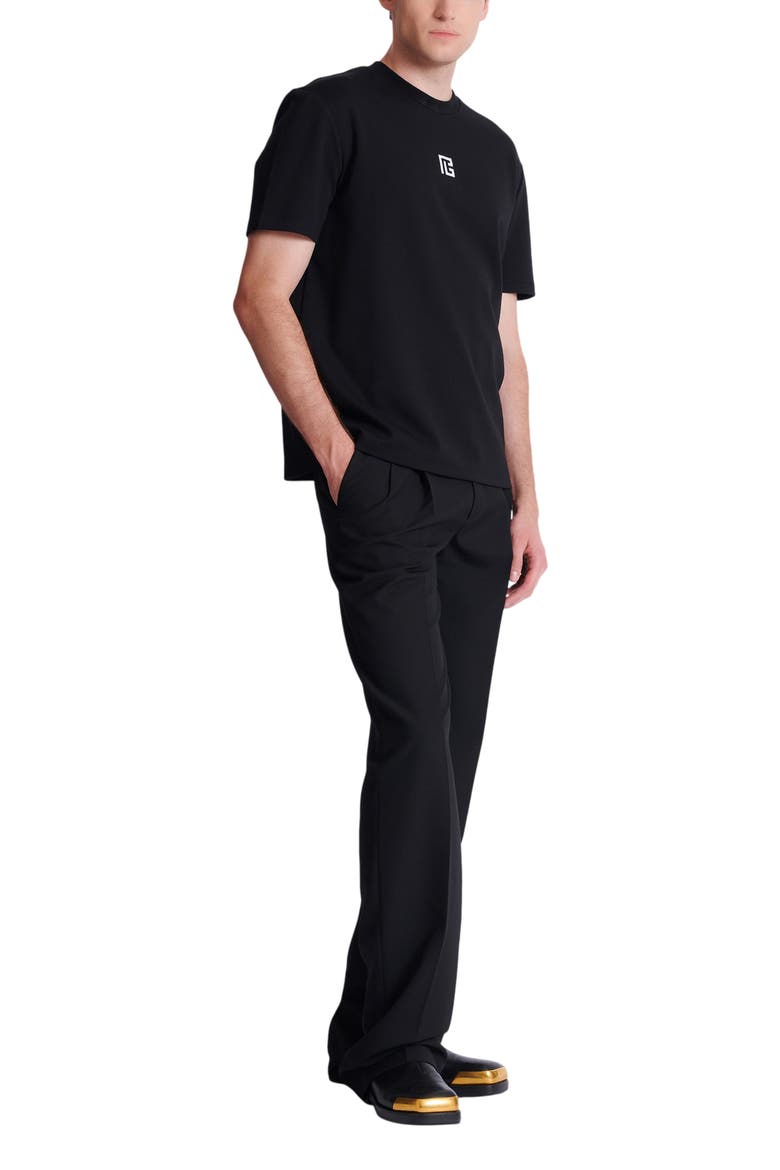 T-shirt with embroidered logo, Main, color, black