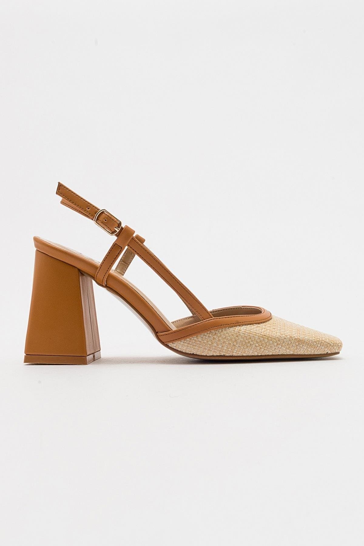Rivie Raffia Square Toe Block Heel Pump, Alternate, color, Cognac