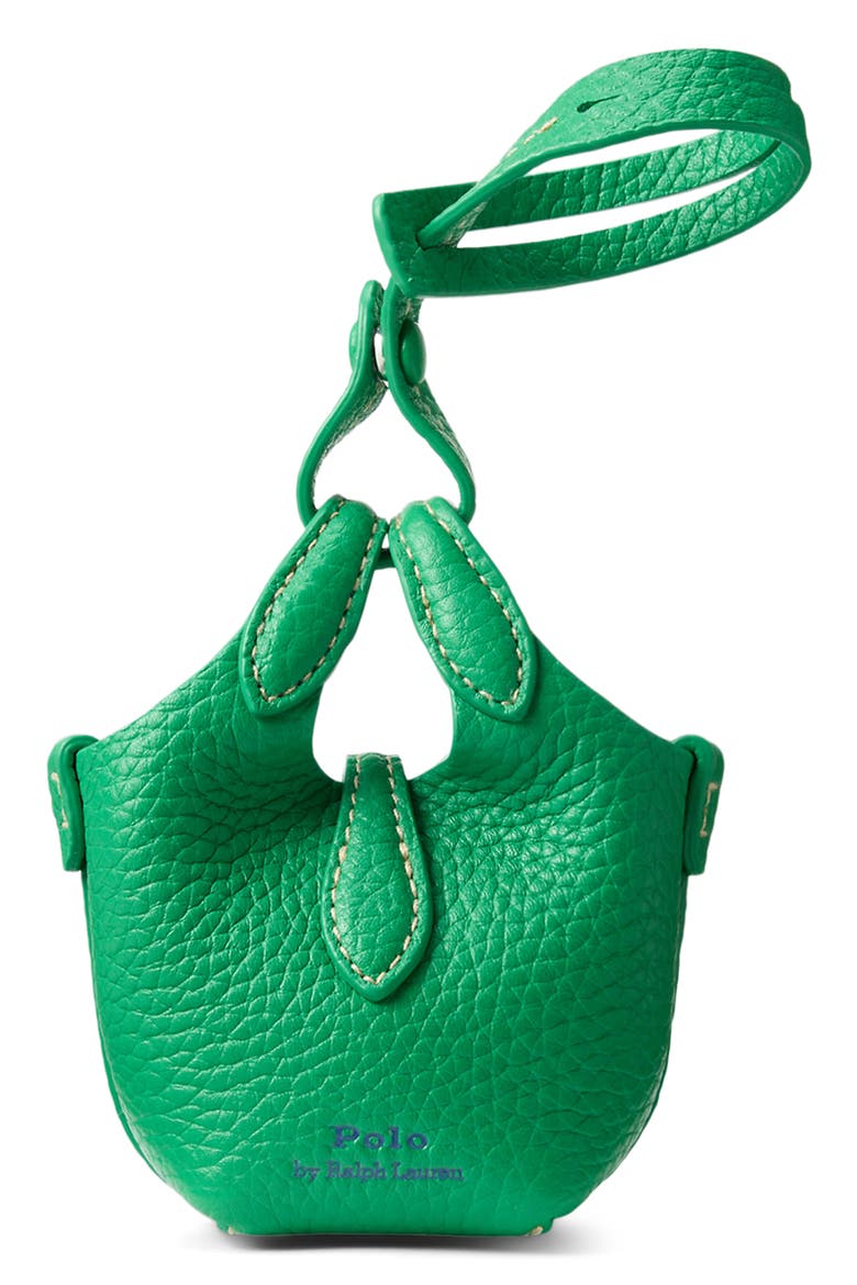 Polo Play Pebble Leather Bag Charm, Alternate, color, PARROT