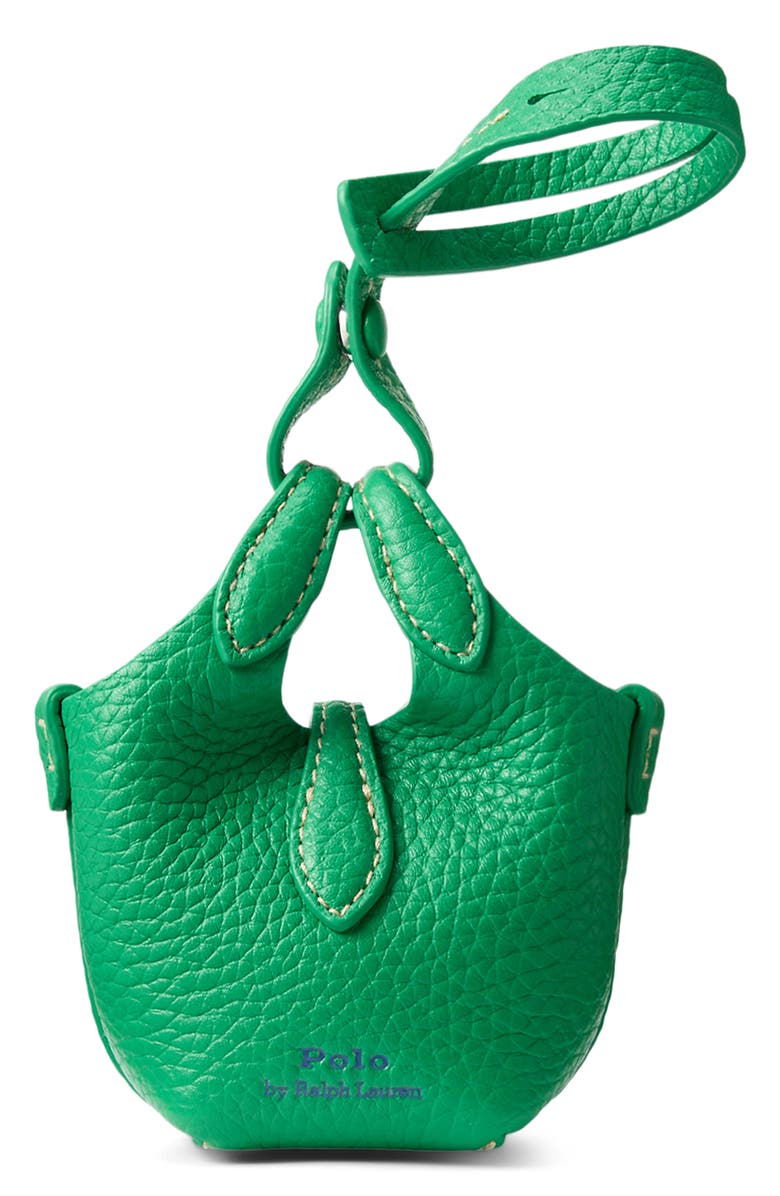 Polo Ralph Lauren Polo Play Pebble Leather Bag Charm, Alternate, color, Parrot