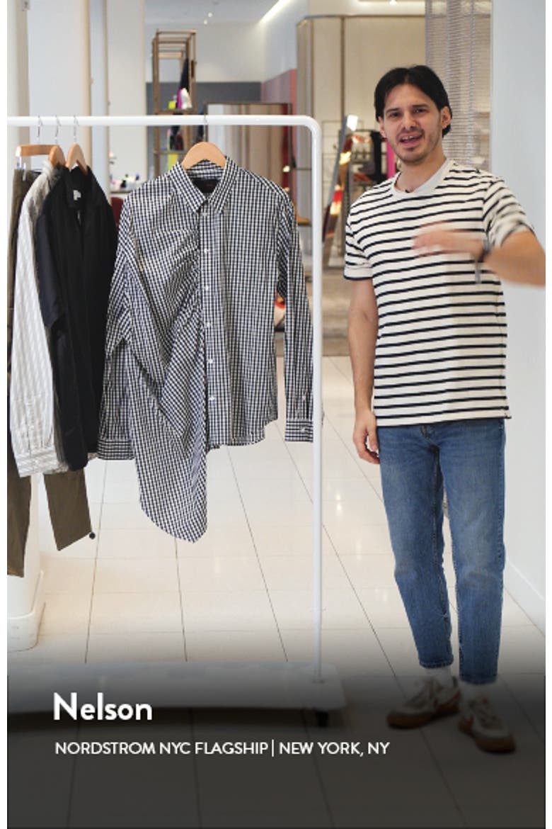Gingham Asymmetric Gathered Button-Up Shirt video