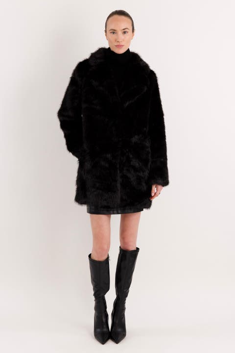 Mid-Length Faux Fur Coat