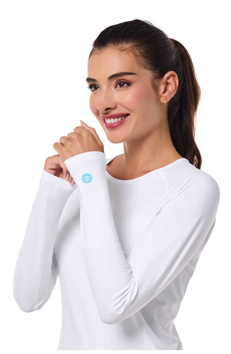 Coolibar Women's Lightweight Swim Shirt with Long Sleeves, UPF 50+ Sun Protection, Hightide Lite, Alternate, color, White