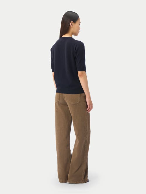Gobi Mongolian Cashmere Elbow-length Sleeve Cashmere Sweater In Blue