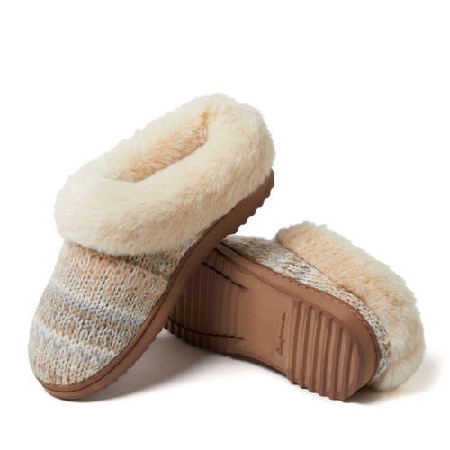 Dearfoams Hannah Festive Knit Clog Slipper In Brown