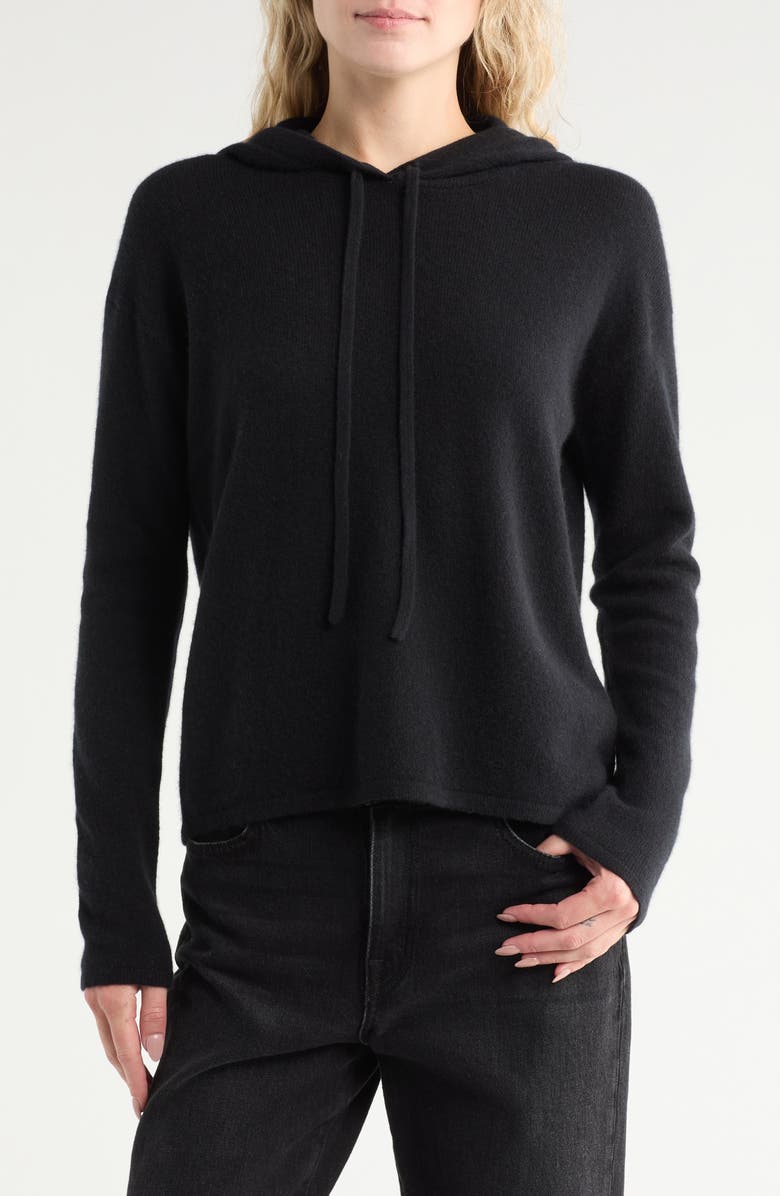 Nordstrom Cashmere Sweater Hoodie, Main, color, Black Rock