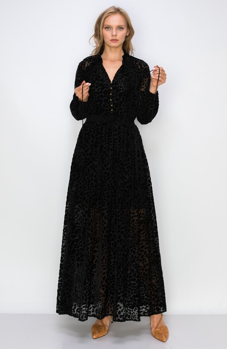 MELLODAY Velvet Burnout Maxi Dress, Alternate, color, 